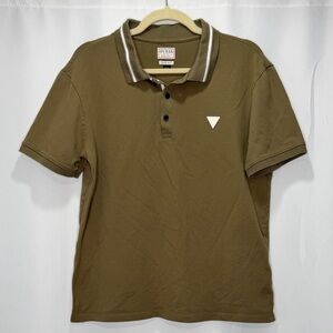 GUESS Men’s Eco Lyle Logo Polo Shirt in Brown Size Large